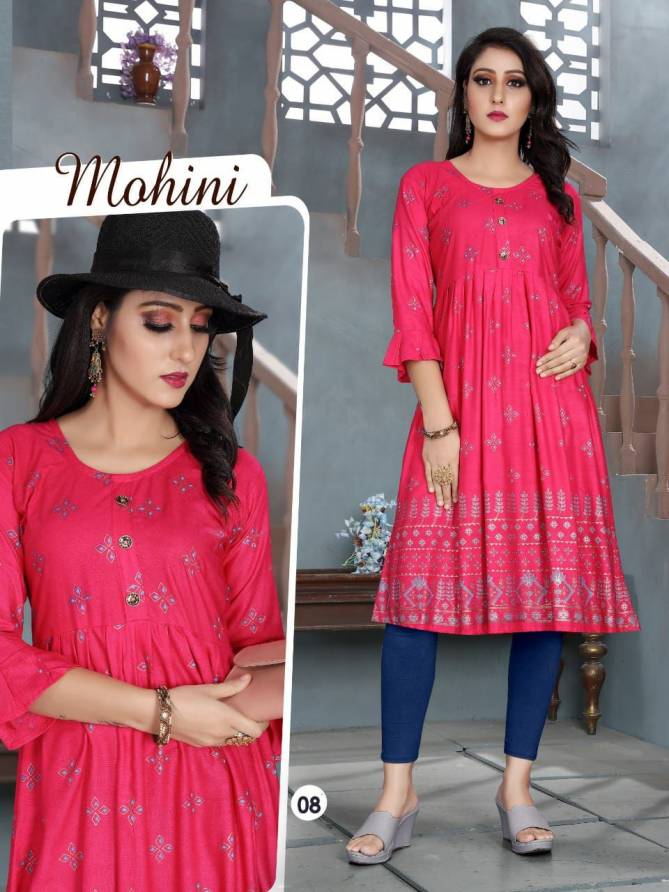Aagya Mohini Fancy Ethnic Wear Rayon Designer  Anarkali Kurti Collection
